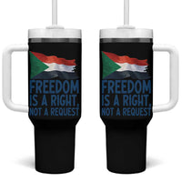 Freedom Is a Right Not a Request Tumbler With Handle Sudan Flag Human Rights Supporters - Wonder Print Shop