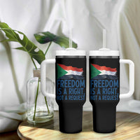 Freedom Is a Right Not a Request Tumbler With Handle Sudan Flag Human Rights Supporters - Wonder Print Shop