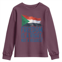 Freedom Is a Right Not a Request Youth Sweatshirt Sudan Flag Human Rights Supporters - Wonder Print Shop