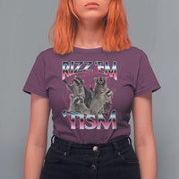 Funny Autism Raccoon Meme T Shirt For Women Rizz Em With The Tism Autistic Raccoons - Wonder Print Shop