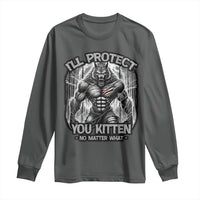 Funny Alpha Wolf Meme Long Sleeve Shirt I'll Protect You Kitten Humorous Cringe