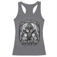 Funny Alpha Wolf Meme Racerback Tank Top I'll Protect You Kitten Humorous Cringe