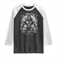 Funny Alpha Wolf Meme Raglan Shirt I'll Protect You Kitten Humorous Cringe