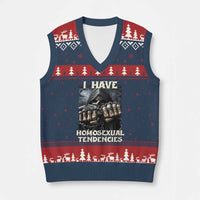 Skeleton Meme V-Neck Knit Sweater Vest I Have Homosexual Tendencies Funny Edgy Hard Cringe - Wonder Print Shop