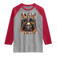 Funny Cringe Hard Skeleton Meme Raglan Shirt I Eat Drywall