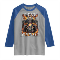 Funny Cringe Hard Skeleton Meme Raglan Shirt I Eat Drywall