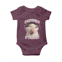 Funny Cat Meme Baby Onesie Certified Freak Eat Cement Cursed Cat