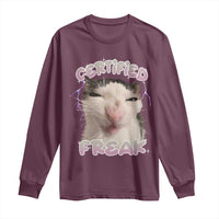 Funny Cat Meme Long Sleeve Shirt Certified Freak Eat Cement Cursed Cat