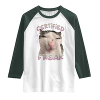 Funny Cat Meme Raglan Shirt Certified Freak Eat Cement Cursed Cat