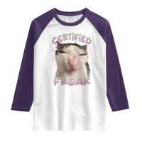 Funny Cat Meme Raglan Shirt Certified Freak Eat Cement Cursed Cat