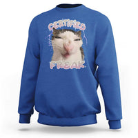 Funny Cat Meme Sweatshirt Certified Freak Eat Cement Cursed Cat - Wonder Print Shop