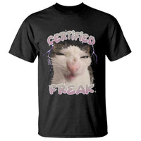 Funny Cat Meme T Shirt Certified Freak Eat Cement Cursed Cat - Wonder Print Shop