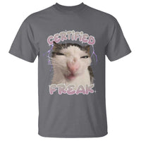 Funny Cat Meme T Shirt Certified Freak Eat Cement Cursed Cat - Wonder Print Shop