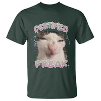 Funny Cat Meme T Shirt Certified Freak Eat Cement Cursed Cat - Wonder Print Shop