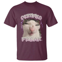 Funny Cat Meme T Shirt Certified Freak Eat Cement Cursed Cat - Wonder Print Shop