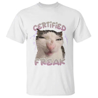 Funny Cat Meme T Shirt Certified Freak Eat Cement Cursed Cat - Wonder Print Shop