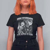 Funny Alpha Wolf Meme T Shirt For Women Hide Your Wife The Alpha Is Here Humorous Cringe - Wonder Print Shop