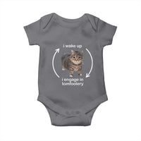 Funny Silly Cat Meme Baby Onesie I Wake Up I Engage In Tomfoolery