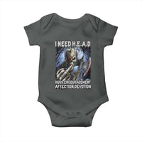 Funny Cringe Hard Skeleton Meme Baby Onesie I Need HEAD Hugs Encouragement Affection Devotion Middle Finger Edgy Hard Cringe
