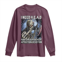 Funny Cringe Hard Skeleton Meme Long Sleeve Shirt I Need HEAD Hugs Encouragement Affection Devotion Middle Finger Edgy Hard Cringe