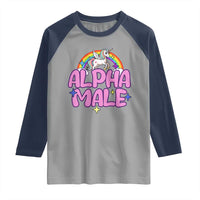 Funny Sarcastic Alpha Male Raglan Shirt Unicorn Sarcastic Ironic Weird Y2K Humor