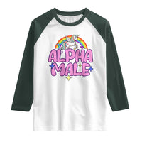 Funny Sarcastic Alpha Male Raglan Shirt Unicorn Sarcastic Ironic Weird Y2K Humor