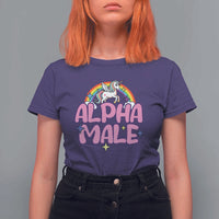 Funny Sarcastic Alpha Male T Shirt For Women Unicorn Sarcastic Ironic Weird Y2K Humor - Wonder Print Shop