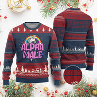 Funny Sarcastic Alpha Male Ugly Christmas Sweater Unicorn Sarcastic Ironic Weird Y2K Humor - Wonder Print Shop