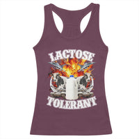 Funny Lactose Tolerant Racerback Tank Top Retro Pro-Dairy Ironic Cringe Meme