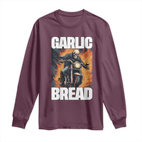 Skeleton Meme Long Sleeve Shirt Garlic Bread Flaming Biker On Fire Funny Edgy Hard Cringe