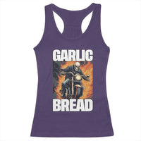 Skeleton Meme Racerback Tank Top Garlic Bread Flaming Biker On Fire Funny Edgy Hard Cringe