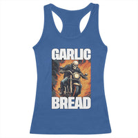 Skeleton Meme Racerback Tank Top Garlic Bread Flaming Biker On Fire Funny Edgy Hard Cringe