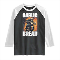 Skeleton Meme Raglan Shirt Garlic Bread Flaming Biker On Fire Funny Edgy Hard Cringe