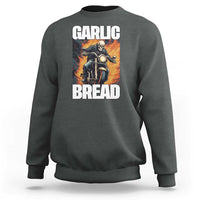 Skeleton Meme Sweatshirt Garlic Bread Flaming Biker On Fire Funny Edgy Hard Cringe
