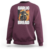 Skeleton Meme Sweatshirt Garlic Bread Flaming Biker On Fire Funny Edgy Hard Cringe