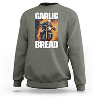 Skeleton Meme Sweatshirt Garlic Bread Flaming Biker On Fire Funny Edgy Hard Cringe