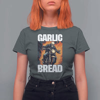 Skeleton Meme T Shirt For Women Garlic Bread Flaming Biker On Fire Funny Edgy Hard Cringe