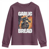 Skeleton Meme Youth Sweatshirt Garlic Bread Flaming Biker On Fire Funny Edgy Hard Cringe