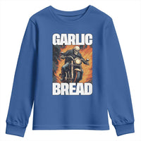 Skeleton Meme Youth Sweatshirt Garlic Bread Flaming Biker On Fire Funny Edgy Hard Cringe