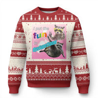 Funny Raccoon Meme Knitted Sweatshirt I Put The Fun In Dysfunctional