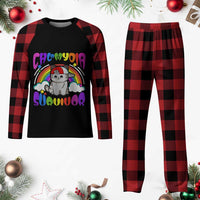 Chlamydia Survivor Cat Meme Plaid Pajama Set Funny Y2K Inappropriate Humor - Wonder Print Shop