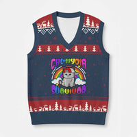Chlamydia Survivor Cat Meme V-Neck Knit Sweater Vest Funny Y2K Inappropriate Humor - Wonder Print Shop