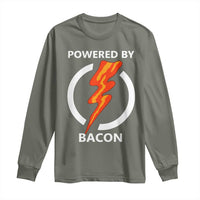 Funny Bacon Lover Long Sleeve Shirt Powered By Bacon Cured Pork Master