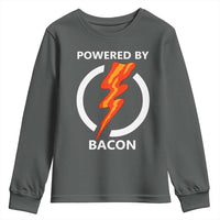 Funny Bacon Lover Youth Sweatshirt Powered By Bacon Cured Pork Master