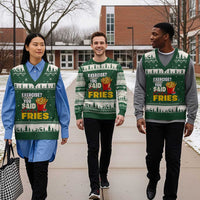 Funny French Fries V-Neck Knit Sweater Vest I Thought You Said Extra Fries Fast Food Fry Lover - Wonder Print Shop