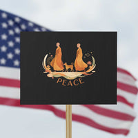 Peaceful Monks Walk with Aloka the Dog Protest Sign Zen Art Buddhism Harmony