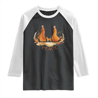 Peaceful Monks Walk with Aloka the Dog Raglan Shirt Zen Art Buddhism Harmony - Wonder Print Shop