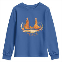 Peaceful Monks Walk with Aloka the Dog Youth Sweatshirt Zen Art Buddhism Harmony - Wonder Print Shop