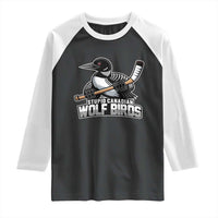 Stupid Canadian Wolf Birds Raglan Shirt Funny Common Loon Viral Hockey Romance - Wonder Print Shop