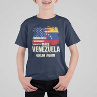 Make Venezuela Great Again T Shirt For Kid Distressed US and Venezuela Flag Unity - Wonder Print Shop